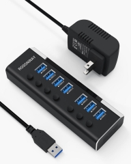 7 Ports Aluminum USB 3.0 Data Hub with 12V/2A Power Adapter(RSH-A37S)