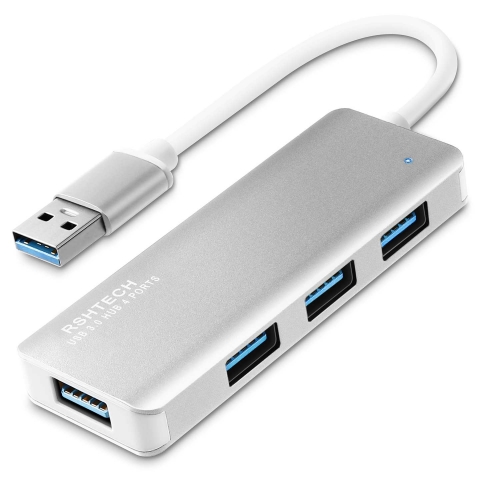 4 Port Ultra Slim Aluminum USB 3.0 Data Hub(Silver)