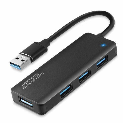 4 Port Ultra Slim Aluminum USB 3.0 Data Hub, Black, RSH-336-B
