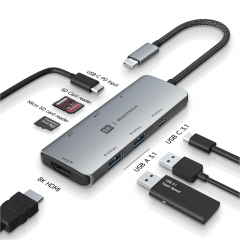 RSHTECH 7-in-1 USB C Hub Multiport Adapter, Support 8K HDMI UHD Video Output, Data Tansfer Speed up to 10Gbps (RSH-T02)