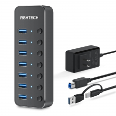 RSHTECH 7-in-1 USB C Hub Multiport Adapter, Support 8K HDMI UHD Video  Output, Data Tansfer Speed up to 10Gbps (RSH-T02)