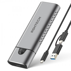 RSHTECH M.2 NVMe SATA SSD Enclosure Aluminum Tool-free USB 3.2 Gen 2 10Gbps NVMe External Enclosure Caddy Adapter for 2242/2260/2280 SSD
