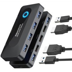 KVM Switch, 4K@60Hz Switcher for 2 Computers Share 1 Monitor and 4 USB 3.0 Port with 1.2m/4ft long Cable, RSH-A301